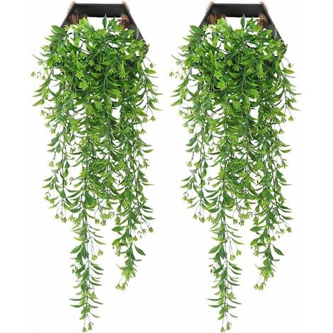 2 Pièces Faux Lierre, Plante Artificielle Lierre,Chute de Lierre,Feuille Artificielle De Lierre,Vert,78CM (1/5)