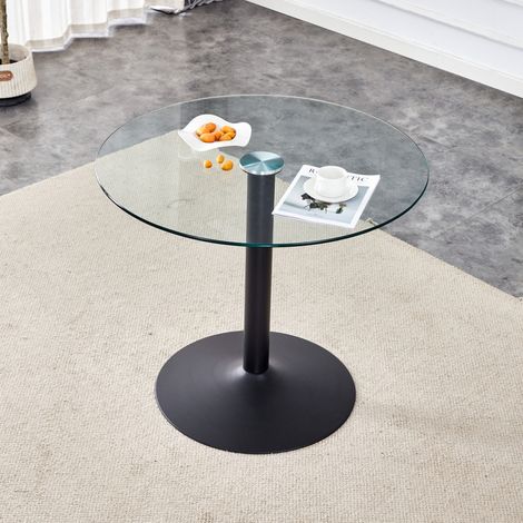 Tisch aus gehärtetem Glas 85 cm mit Metallgestell OKMYHOME (1/5)