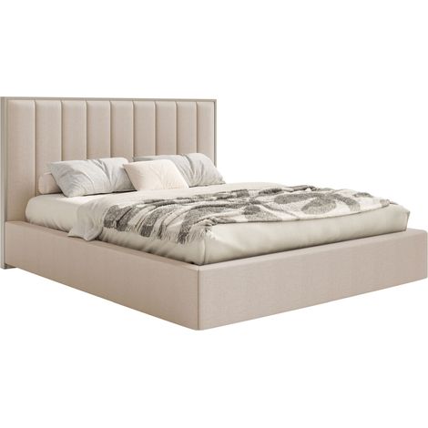 Selsey Togents - Polsterbett 140x200 mit Chenillebezug, Bettkasten und LED, Beige (1/5)