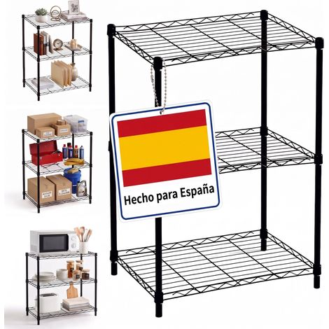 Relaxdays estantería metálica encajable de 3 niveles, 35 kg/nivel, 84x56x35 cm, acero negro, para casa, sótano, garaje (1/5)