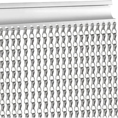 Gray 100 x 200 cm Chaîne d'aluminium Curtain Porte d'écran de Mouche Métalle Bouteaux de Rideau (1/5)