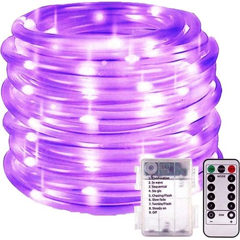 Guirlande Lumineuse LED - 20m 200 LEDs - Tube Transparent Violet - Étanche IP65 Télécommande - Décoration Intérieur Extérieur Fête Mariage - 20 Mètres