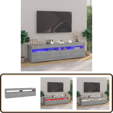 Meubles TV avec lumières LED 2 pcs Sonoma gris 75x35x40 cm - Meuble Tv - Meuble Téléviseur - Télévision Murale - Support Tv - Unité Tv (1/5)