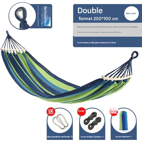 Hamac de camping en toile avec système anti-basculement - Pliable et portable - Disponible en plusieurs tailles et couleurs