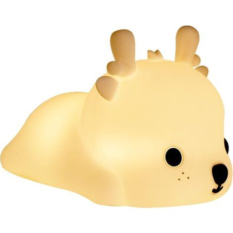 Lámpara de noche para bebé, lámpara de mesita de noche con forma de cervatillo y 12 colores de luz, lámpara LED recargable de silicona, temporizador portátil, luz nocturna LED infantil, decoración de  (1/5)