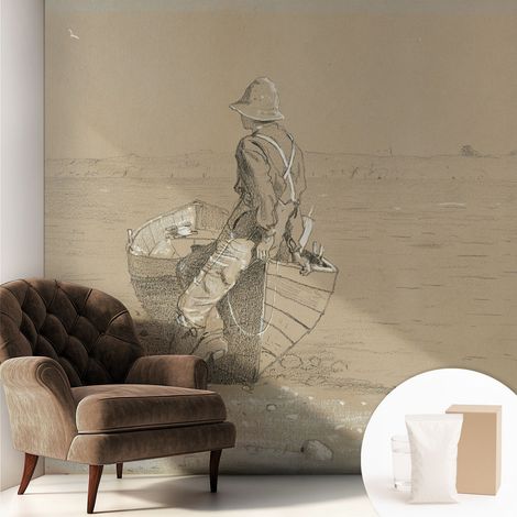 Papier peint intissé décoratif avec motifs pour salon et chambre a motif - Colle incluse gratuite Scène nostalgique 250x250 cm (1/5)