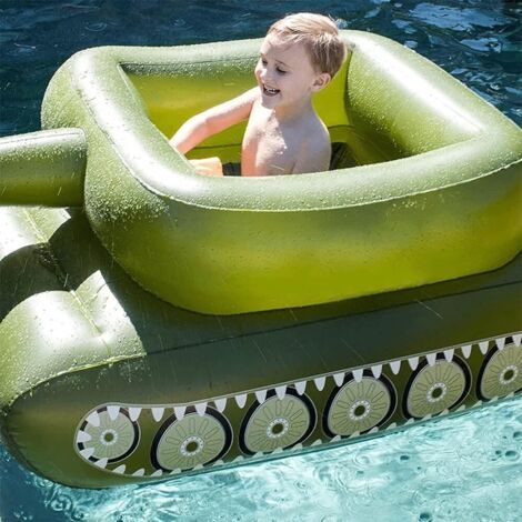 Flotteurs de piscine gonflables extra-larges – Pistolet à eau inclus – Conception char de combat – PVC durable pour batailles aquatiques
