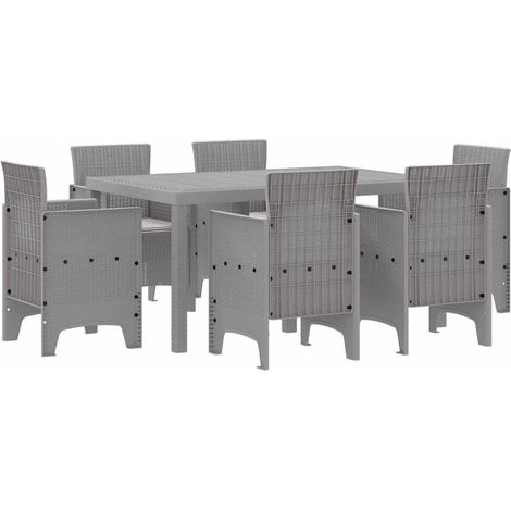 Maison Exclusive - Set da Pranzo per Giardino 7 pz Grigio chiaro Rattan Polt (1/5)