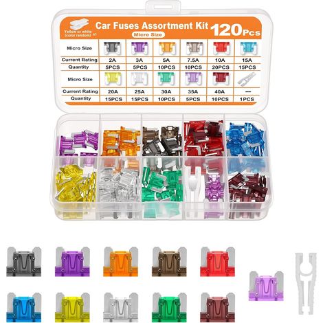 120PC Micro Fusible Voiture Set,Micro Fusibles Mécaniques de Voiture (1/5)