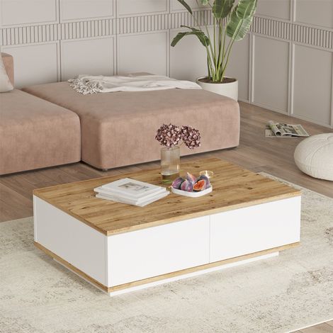 Mesa Mediana Con 2 Puertas 90 Cm Pino Blanco (1/5)