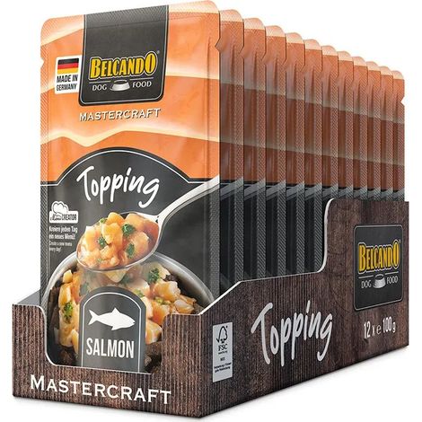 BELCANDO MASTERCRAFT TOPPING [12X100G MULTIPACK SORTE “SAUMON“] NOURRITURE HUMIDE POUR CHIENS  SANS CÉRÉALES  VARIÉTÉ PURE  C
