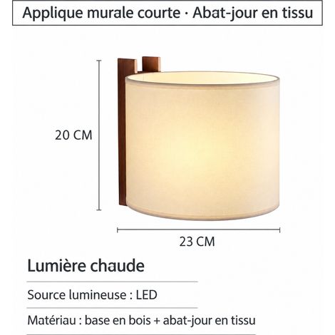 Applique Murale Bois Modèle Court à Raccordement Filaire Direct avec Abat-Jour en Parchemin Artisanal Original 28 × 28 × 25 cm 2 kg – Livraison gratuite