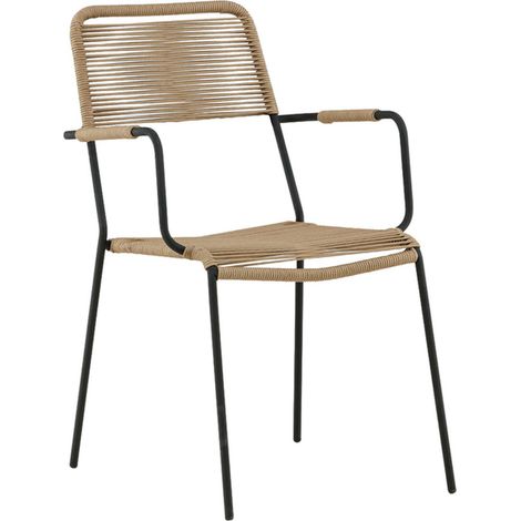 Chaise de Jardin "Lindos" 85cm Naturel & Noir (1/5)
