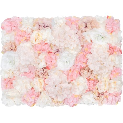 Pannello murale con fiori artificiali, design realistico, facile installazione, rosa (1/2)