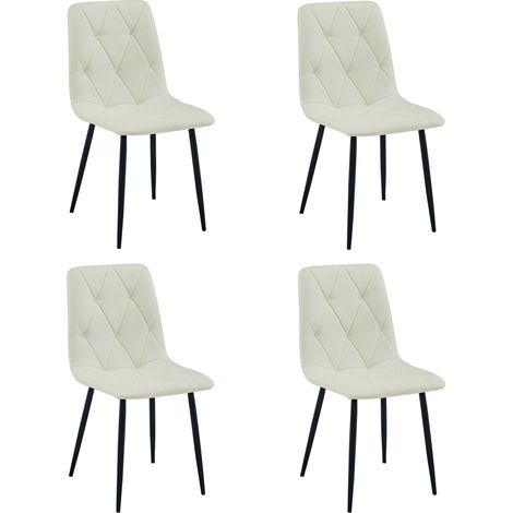 Set di 4 Sedie Libra Beige con Gambe in Metallo Nero (1/5)