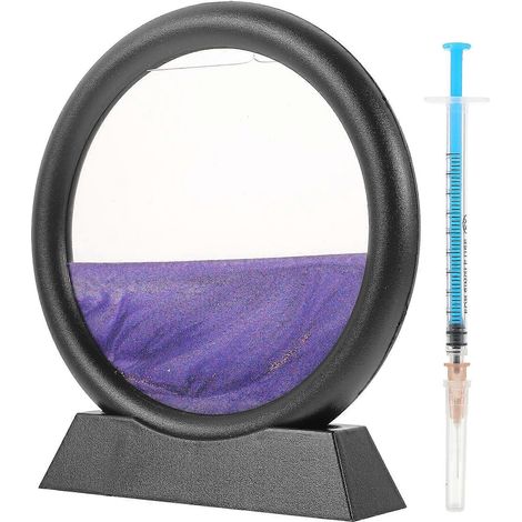 Sablier décoratif rond en 3D, peinture de sable mouvant, ornement de bureau.-16X15CM-Purple (1/3)