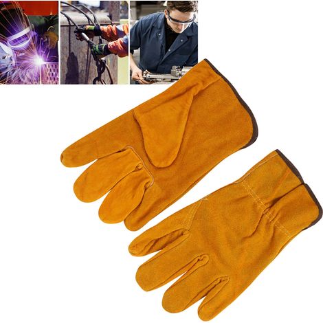 Arbeitshandschuhe aus Rindsleder, hitzebeständig, Schutzhandschuhe für Fahrer und Schweißer, gelb (1/5)