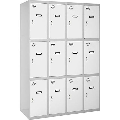 Simonrack Metall-Schrank grau/weiß mit 3 Türen