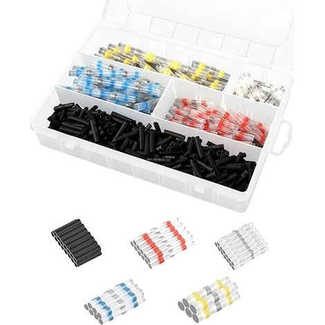 Kit Tubes Thermorétréçissables 300 PCS, Multi-Tailles avec Colle Intérieure, Isolation Électrique Étanche Anti-Corrosion, Protection Durable pour Câblage Auto, Marine & Électronique (1/5)