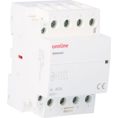 Contactor modular, 4 contactos NO, I=40A, tensión de bobina U=230V AC, 3 módulos ONNLINE SM40A4O (1/3)