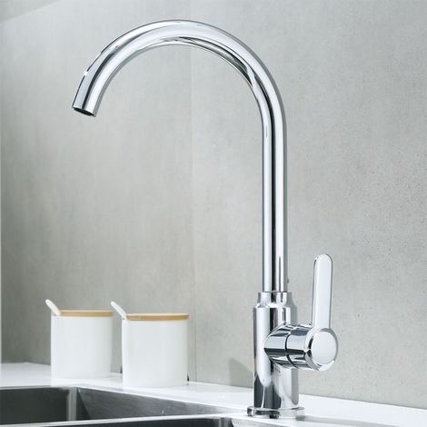 Robinet Cuisine, 360° Rotatif Mitigeur Cuisine, Robinet de Cuisine Mitigeur, Acier Inox, Robinet avec 60cm Tuyau, Peut Ajuster L'eau Froide et chaude, Conception de Base Épaissie