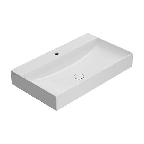 Lavabo T-Edge appoggio/sospeso cm. 80x47 in ceramica bianco