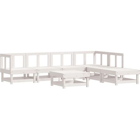 Maison Exclusive - Set Salotto da Giardino 7 pz Bianco in Legno Massello di Pino