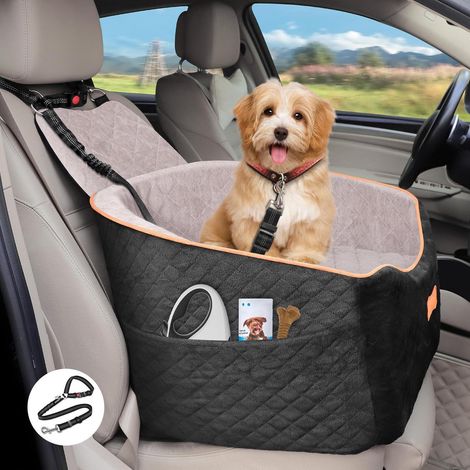 Hunde Autositz für kleine & mittelgroße Hunde, erhöht, waschbar, mit Sicherheitsgurt (1/5)