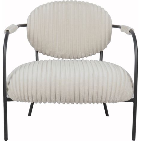 Fauteuil en velours côtelé beige et piètement noir - Léon (1/5)