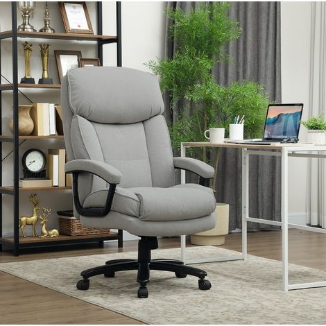 Bürostuhl 68.5x79x117-125 cm hellgrau Polyester mit Wippfunktion und 200 kg Belastbarkeit (1/4)