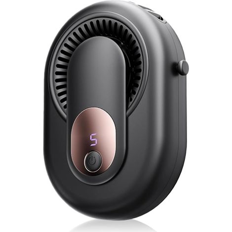 Mini ventilatore portatile - Nero - Modello da collo / da scrivania / a morsetto / da vita - Ricaricabile tramite USB - 5 velocità - Flusso d'aria potente - 3500 mAh (1/5)