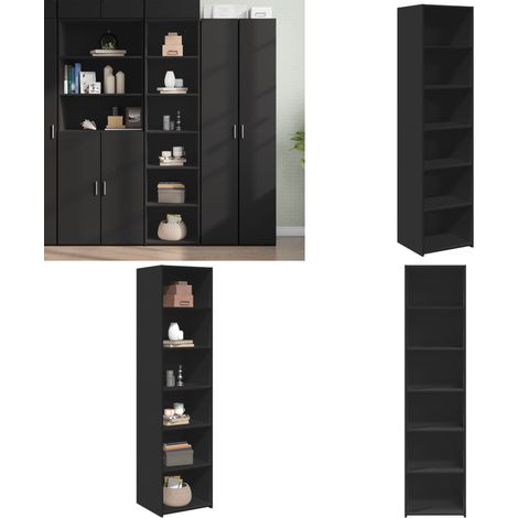 Buffet haut noir 45x41x185 cm bois d'ingénierie - Buffet Design - Buffet Noir - Buffet Moderne - Meuble Rangement - Armoire Cuisine - Home & Living (1/5)