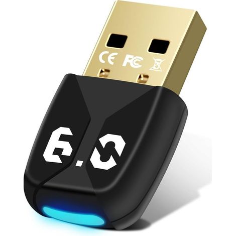Adaptateur Bluetooth 6.0 USB Dongle pour PC, clé USB Bluetooth pour souris, prend en charge jusqu'à 5 appareils simultanément, large portée, faible latence, compatible avec Windows 11/10/8.1, avec (1/5)