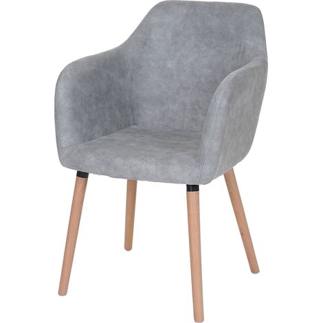 Serie Malmoe sedia sala da pranzo T381 legno massiccio, tessuto grigio chiaro
