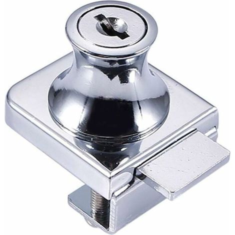 Serrure de porte en verre,Serrure en acier chromé,écran en verre de verrouillage,Serrure pour des portes en verre Serrure vitrine avec, pour la porte en verre de 5-8mm foret avec 2 clés (1/5)