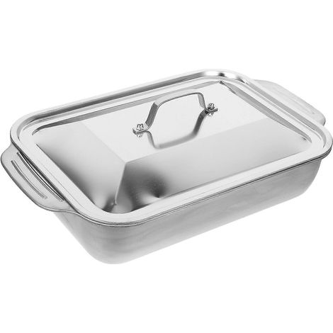 ensemble de plat à griller en acier inoxydable, plat rectangulaire portable avec couvercle, pour poisson grillé (1/3)