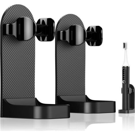 Support de brosse à dents électrique, boîte de rangement murale pour brosse à dents, clip de rangement pour brosse à dents sonique avec adhésif, support de brosse à dents sonique, 2 pièces, gain de pl (1/5)