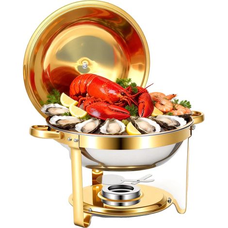 Chafing Dish Buffet Server, Capacité 5QT, Acier Inoxydable Premium, Couleur Or-a, 2 PCS-a (1/2)
