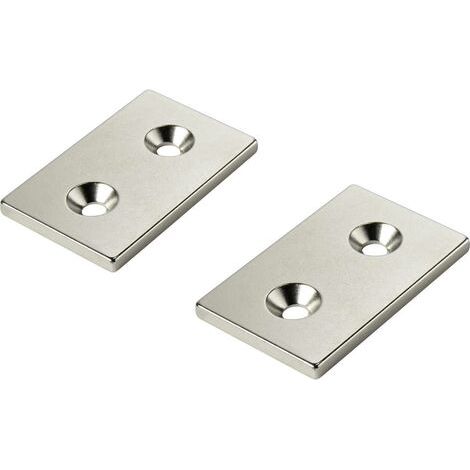 AIMANT PERMANENT RECTANGULAIRE N35 TEMPÉRATURE LIMITE (MAX.) : 80 °C CONRAD COMPONENTS W40L25T5-2M4 TRU COMPONENTS 1218999 (1/2)