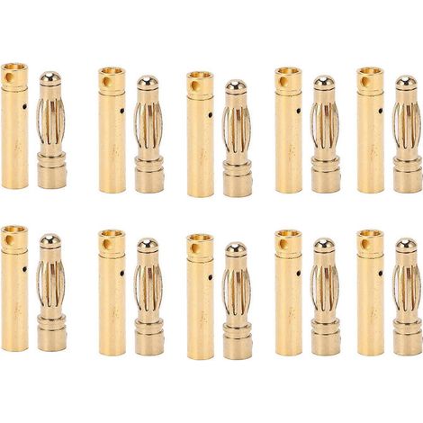 10 paires de fiches bananes plaquées or de 4,0 mm (mâle/femelle) pour batteries LiPo, contrôleurs et moteurs RC (1/4)