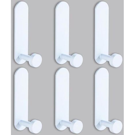 (Blanc)Crochet Adhesif Mural 6pcs,Blanc Patere Salle de Bain Sans Percage,Accroche Serviette Crochet Mural Adhesif pour Salon,Salle (1/5)
