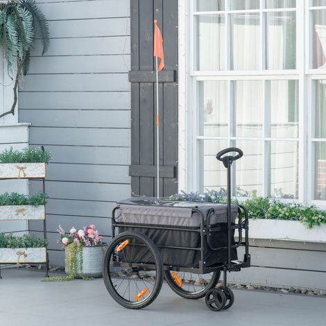 Lastenanhänger Bollerwagen 130 x 64 x 103 cm Stahl Schwarz+Grau (1/5)