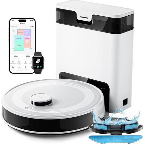 Lefant M2 Pro Robot Aspirapolvere Lavapavimenti con Svuotamento Automatico Polvere,6000Pa,Navigazione Laser, Pulizia Personalizzata, Aggiramento Ostacoli PSD, Ideale Per Peli di Animali,Wi-fi/Alexa (1/5)