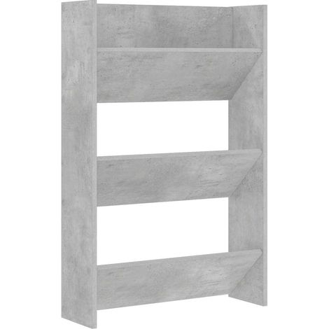 Armoire à chaussure  Meuble à chaussures murale Gris béton 60x18x90 cm Aggloméré (1/5)