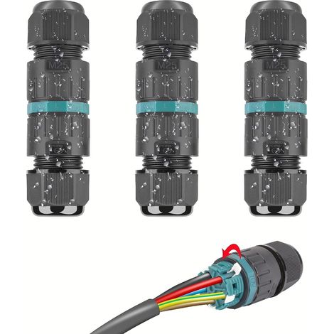 IP68 Wasserdichter elektrischer Steckverbinder - 5-adriger Kabelverbinder, wasserdichte Anschlussdose für den Außenbereich, wasserdichte Domino-Anschlussdose für Kabel mit Ø 5 bis 14 mm (3 Stück) (1/5)