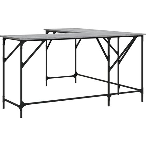 Bureau table poste de travail meuble d'ordinateur informatique étude sonoma 149 x 149 x 75 cm bois d'ingénierie gris