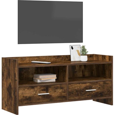 Mobile TV Armadietto TV Mobile Porta TV 100 x 33 x 47 cm Rovere Fumo Legno ingegnerizzato (1/5)