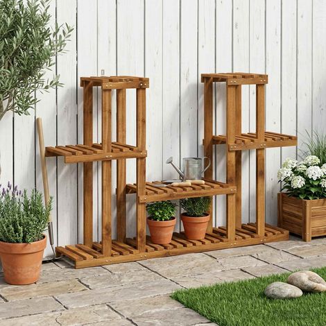 vidaXL Soporte de plantas Natural 123 x 25 x 78,5 cm (1/5)