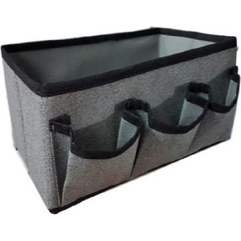 TrAdE Shop Traesio - Scatola Contenitore In Tessuto 25x15x12cm Con 3 Tasche Portaoggetti Organizer -