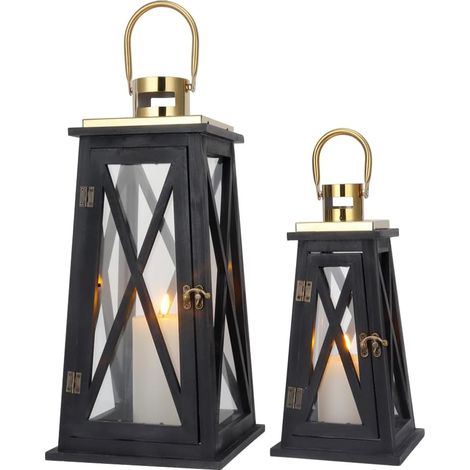 Set de 2 Lanternes en Bois Décoratives 55 cm (1/5)